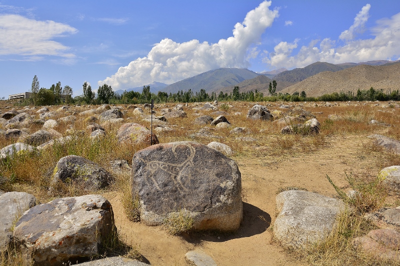 Im Petroglyphenfeld bei Tscholpon-Ata